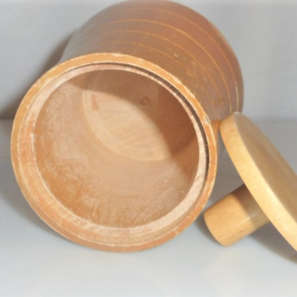 BX73bsm - Wood Carved SUGAR JAR Trinket Matches Jewelry Key Holder Candy Jar - Picture 4 of 5